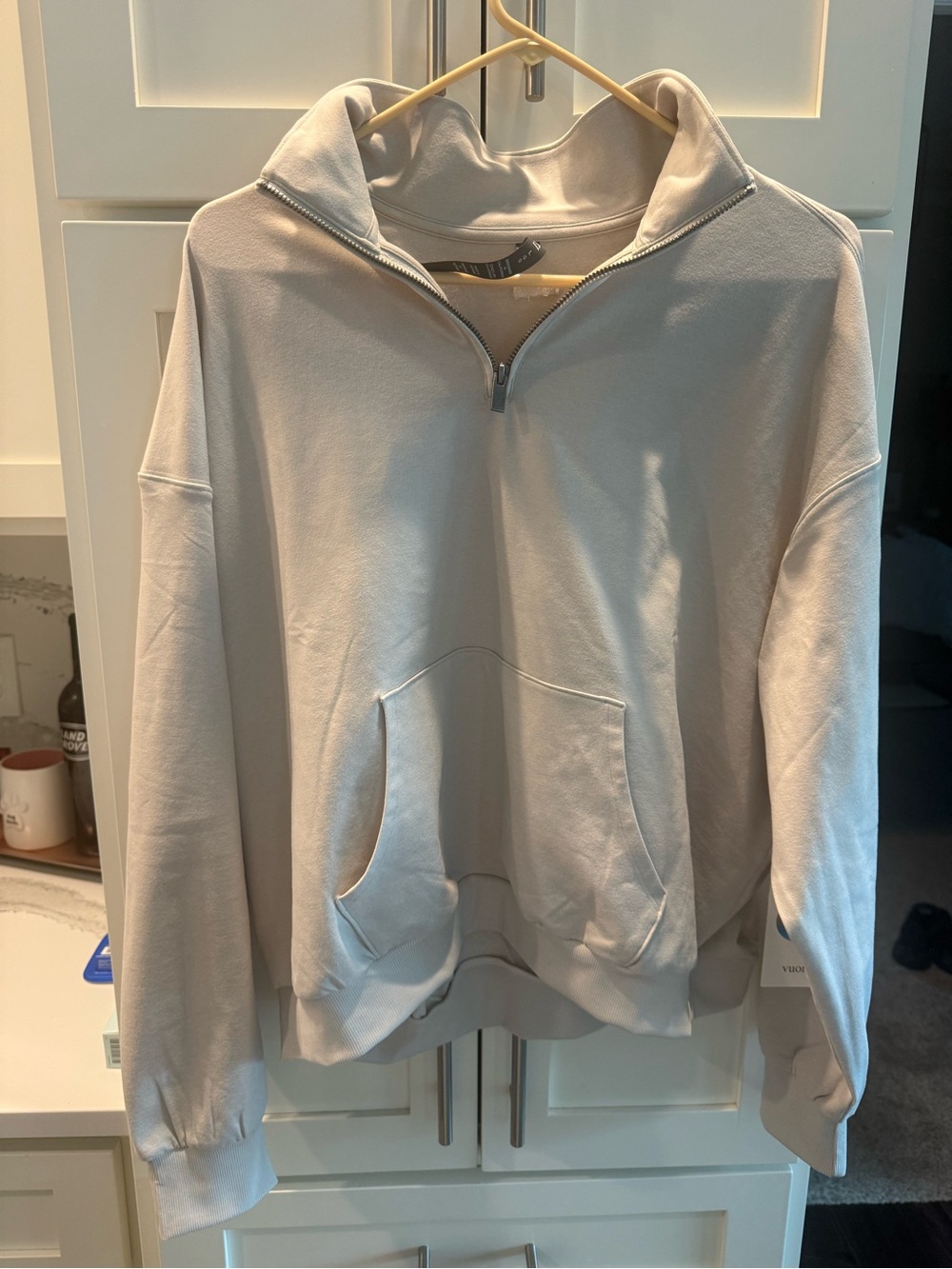 NWT Vuori Light Beige Zip-Up Sweatshirt